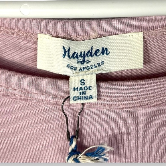 Hayden Los Angeles Fringe Back Detail Short Sleeve Tee,  Rose Pink, Size Small - Picture 7 of 10